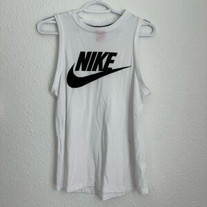 Nike Women's Nike Court Advantage Tennis Tank Top White Black Logo Size S